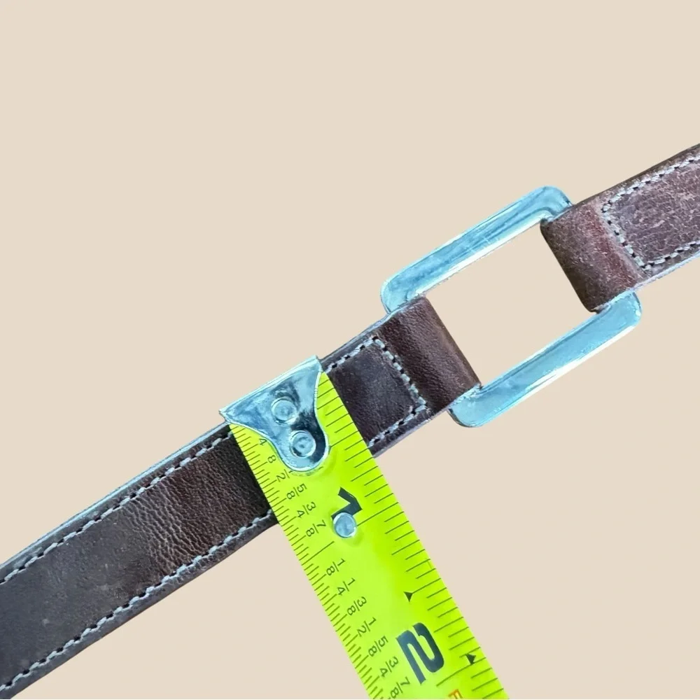 Eddie Bauer Brown Genuine Leather Belt Silver Buckle Size L 27/70 Unisex